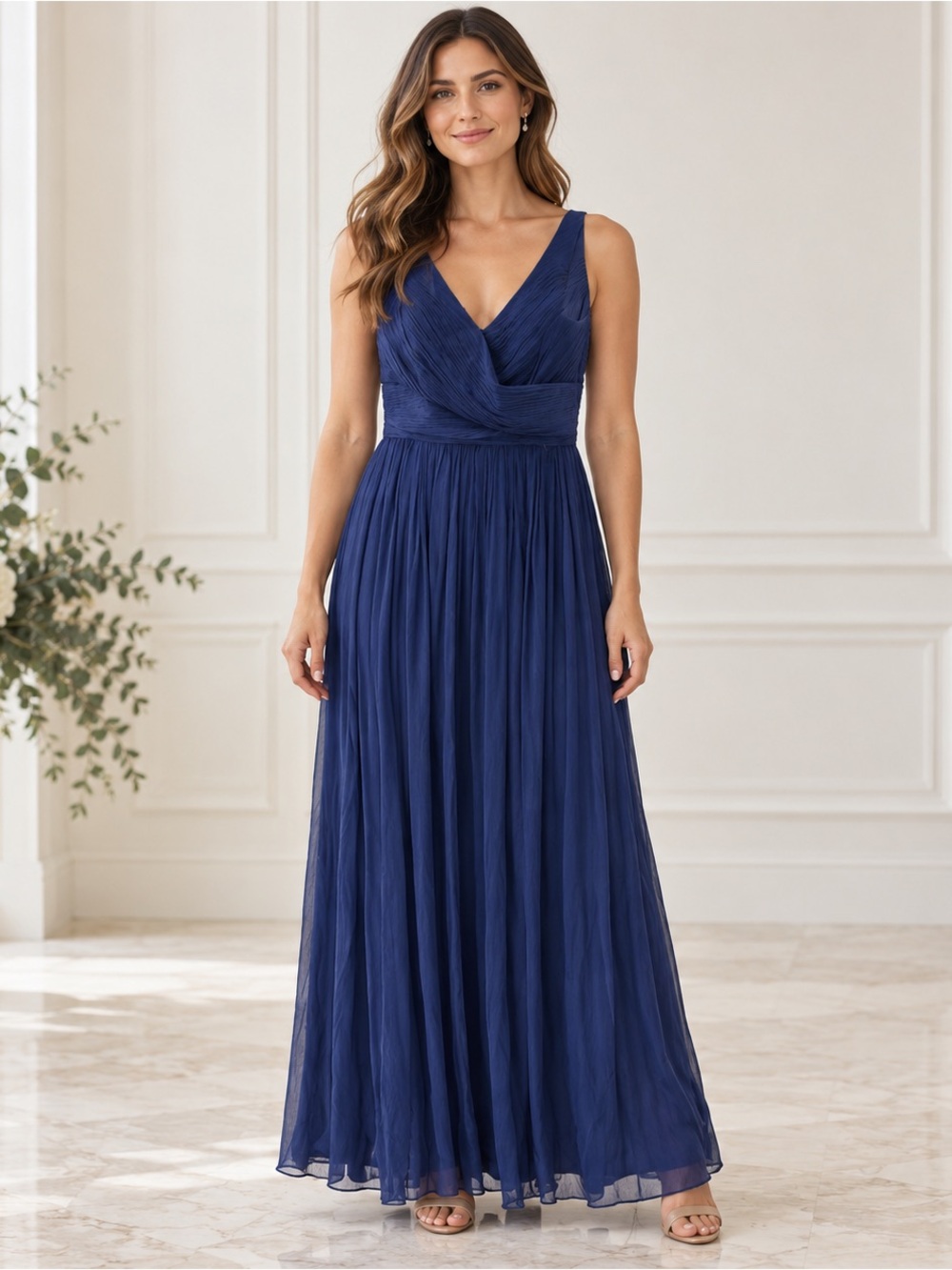 J.Crew Heidi Newport Navy Silk Chiffon Maxi Gown Dress Size 6